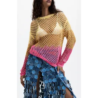 Desigual Open Stitch Ombre Pullover in Multi at Nordstrom, Size Medium