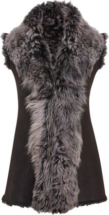 Infinity Leather Womens Black Toscana Shearling Nappa Leather Sheepskin Gilet - Parkes