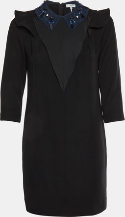 Sandro Black Crepe Embellished Collar Dress