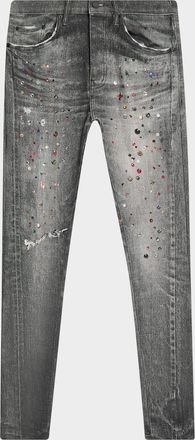 Purple Mens Embellished Mid-Rise Skinny Jeans