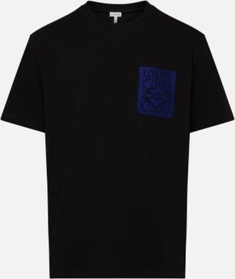 Loewe Mens Loewe Blue Anagram Fake Pocket T-Shirt in Black - Size: 42