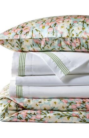 Lands End 700 Thread Count Luxe Sateen Egyptian Cotton No Iron Bed Pillow Sham in Aqua Breeze Floral at Nordstrom, Size King