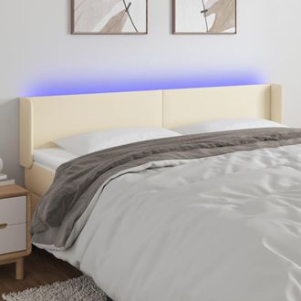 vidaXL Cabecero Con Led Cuero Sint&eacute;tico Crema 203x16x78/88 Cm Vidaxl