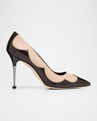 Manolo Blahnik 105mm Atena Scalloped Leather Pumps
