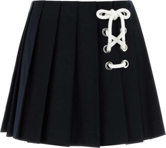 Prada Womens Midnight Blue Drill Mini Skirt - Black Cotton - Size EU 34 (Womens)