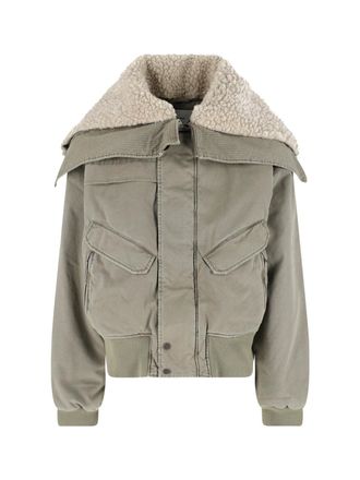 Entire studios Green Removable Mouton Collar Cotton Jacket
