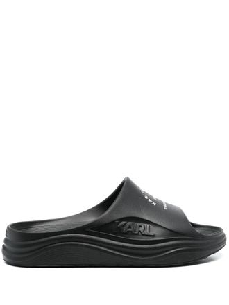 Karl Lagerfeld logo-print rubber slides - Black