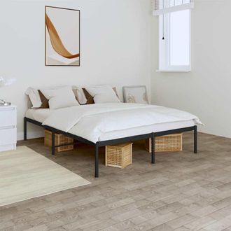 vidaXL Estructura De Cama Sin Colch&oacute;n Metal Negro 160x200 Cm Vidaxl