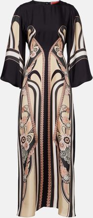 La DoubleJ Vestido largo Sorella de seda estampado