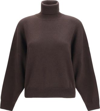 Brunello Cucinelli Brown Solid Turtle Neck Sweater