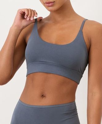 Pact Everyday Strappy Scoop Bralette Made With Organic Cotton in Light Steel Blue at Nordstrom, Size X-Large