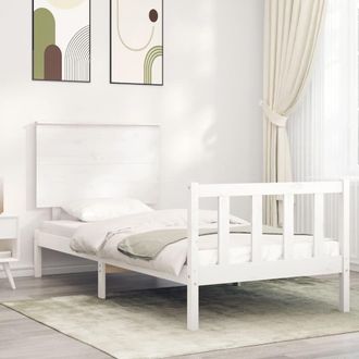Berkfield Home Bed Frame with Headboard White Single Solid Wood