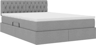 vidaXL Bed with LED Strip Lights Light Grey 140 x 190 cm Fabric vidaXL