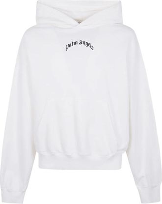 Palm Angels Hoodies & sweatvesten, Heren, Wit, XS, Katoen, Witte Logo Print Sweater
