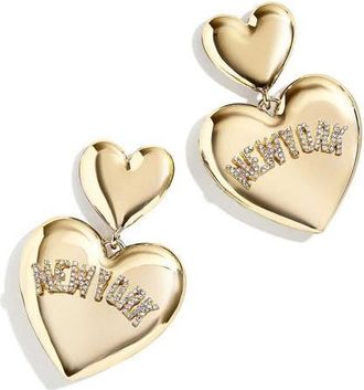 WEAR by Erin Andrews x Baublebar New York Yankees Heart Statement Drop Earrings in Gold at Nordstrom