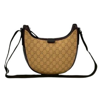 Gucci Pre-owned Cross Body Bags, female, Beige, Size: ONE SIZE Pre-owned GG Canvas Leather Shoulder Bag