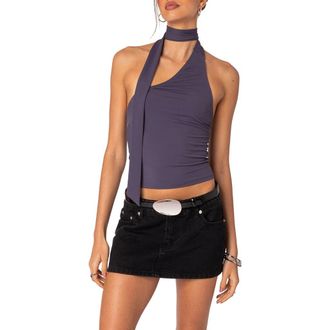 Edikted Melony One Shoulder Scarf Neck Knit Top in Purple at Nordstrom, Size X-Large