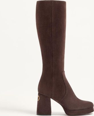 Valentino Garavani Fawcette Platform Boot In Crust Leather 90Mm Woman EBONY 35.5