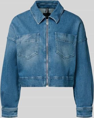 Marc Cain Cropped Jeansjacke aus Baumwoll-Mix in Hellblau Melange, Gr&ouml;&szlig;e 34
