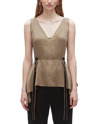 3.1 Phillip Lim V-Neck Sleeveless Flounce Top