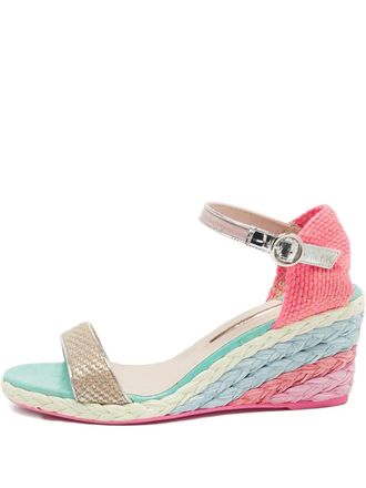 Sophia Webster Lucita wedge sandals - women - Fabric/Calf Leather/Calf Leather/Rubber - 41.5 - Pink