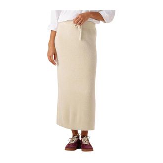 Simple Knit-Feather-Met-25-3 Maxi Rok - Dames - Midirokken - Beige - L - Rokken
