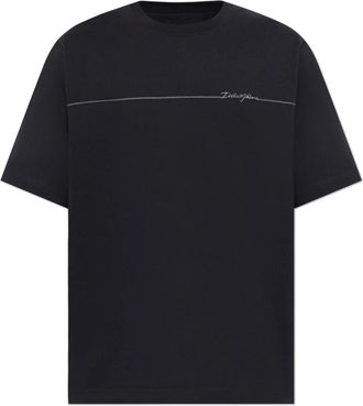 Dolce & Gabbana T-shirt met geborduurd logo - Heren - T-shirts - Blauw - 3XL - Katoen - Tops