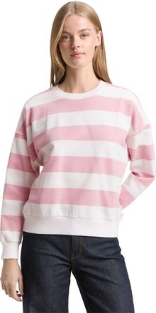 Tom Tailor Denim Sweatshirt TOM TAILOR DENIM, Damen, Gr. XXL, soft rose wei&szlig; stripe, Sweatware, Obermaterial: 100% Baumwolle, weit h&uuml;ftbedeckend, Rundhals, B&uuml;ndchen, S
