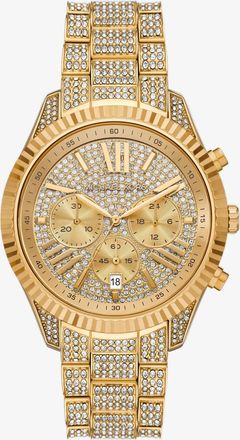 Michael Kors Oversized Lexington Pav&eacute; Gold-Tone Watch