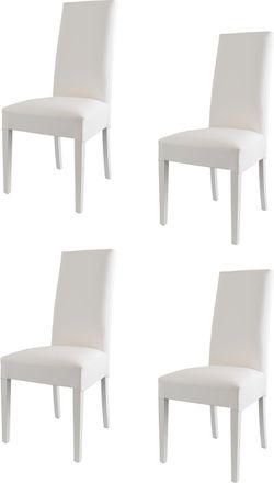 Tommychairs Tommychairs 4 Sillas Glory En Haya, Asiento En Polipiel Blanca