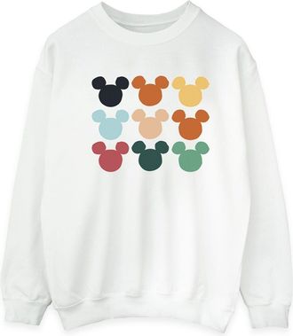 Disney Heren Mickey Mouse Hoofden Vierkant Sweatshirt (Wit)