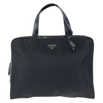 Prada Pre-owned Tote Bags, male, Black, Size: ONE SIZE Pre-owned Tessuto Nylon Briefcase