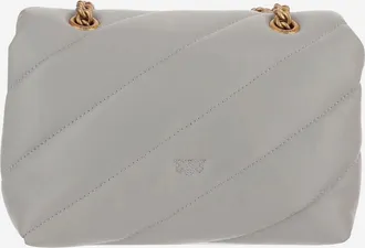 Pinko Womens Mini Puff Bag Grey Leather Shoulder