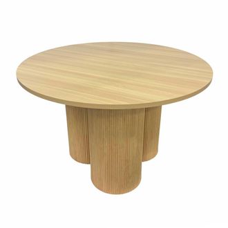 Oviala Mesa de comedor redonda moderna de 120 cm efecto madera clara