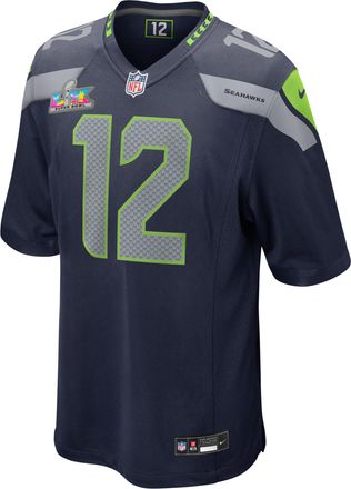 Nike 12s Seattle Seahawks Super Bowl LX Nike Mens NFL Game Jersey in Blue | 67NMSSGH78X-CZ3