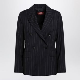 Max Mara Blue pinstripe double-breasted wool jacket