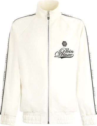 Philipp Plein Tracksuit Jacket Deluxe Signature Signature - Heren - Vesten met rits - Wit - XL - Polyester - Hoodies & sweatvesten