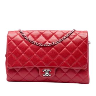 Chanel Pre-owned Vintage Quilted Caviar Leather Shoulder Bag - Dames - Pre-owned - Rood - Maat: ONE Size Leer