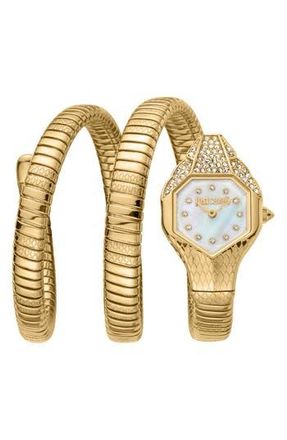 Just Cavalli Snake Bracelet Watch, 22mm x 35mm in Gold at Nordstrom Rack