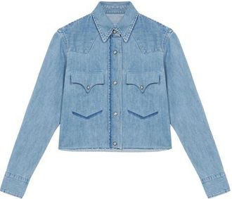 Fortela Caracas Bleach Wash Denim Shirt in Pale Blue at Nordstrom, Size 46 Eu