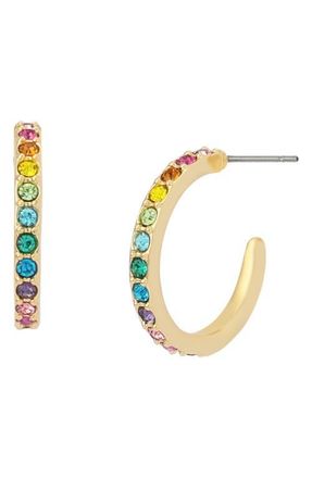Kurt Geiger Small Pav&eacute; Huggie Hoop Earrings in Gold/Multi at Nordstrom