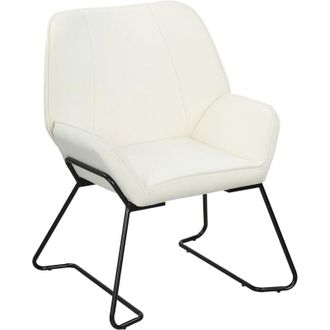 HOMCOM Homcom - Butaca De Sal&oacute;n Moderna Sill&oacute;n Lectura Con Asiento Ancho Y Acolchado Tapizado En Terciopelo Patas De Metal Crema