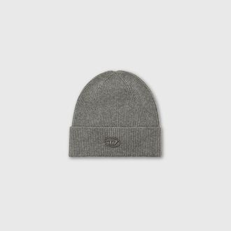 Diesel Ribbed beanie with D embroidery - Knit caps - Unisex - Grey