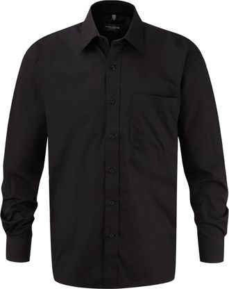Russell Athletic Russell Collection Katoenen Poplin Easy-Care overhemd voor heren (Zwart)