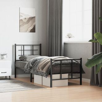 vidaXL Giroletto con Testiera e Pediera Metallo Nero 75x190 cm vidaXL