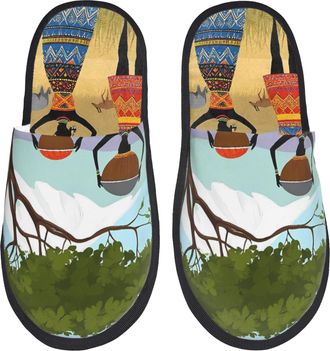 Generic Fleece Slippers African Women 3 Cozy Fuzzy Slippers Portable Anti-Slide Slipper For Guest Room Ladies Hotel L