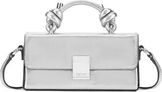 Behno Micro Mary Soft Metallic Leather Crossbody Bag in Silver at Nordstrom