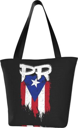 AOOEDM Tote Bag Puerto Rico Pr Flag Boricua Shopping Bags Small Reusable Market Bag Beach Tote Bags Travel Totes