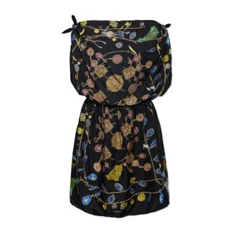 Versace Kleedjes, Dames, Zwart, M, Zijden jurk met Broken Jewels print