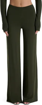 Naked Wardrobe Pull-On Wide Leg Pants in Olive at Nordstrom, Size X-Small